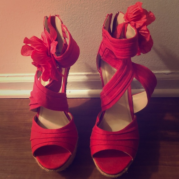 JustFab Shoes - Size 7.5 red wedges JustFab Shoes - Size 7.5 red wedges